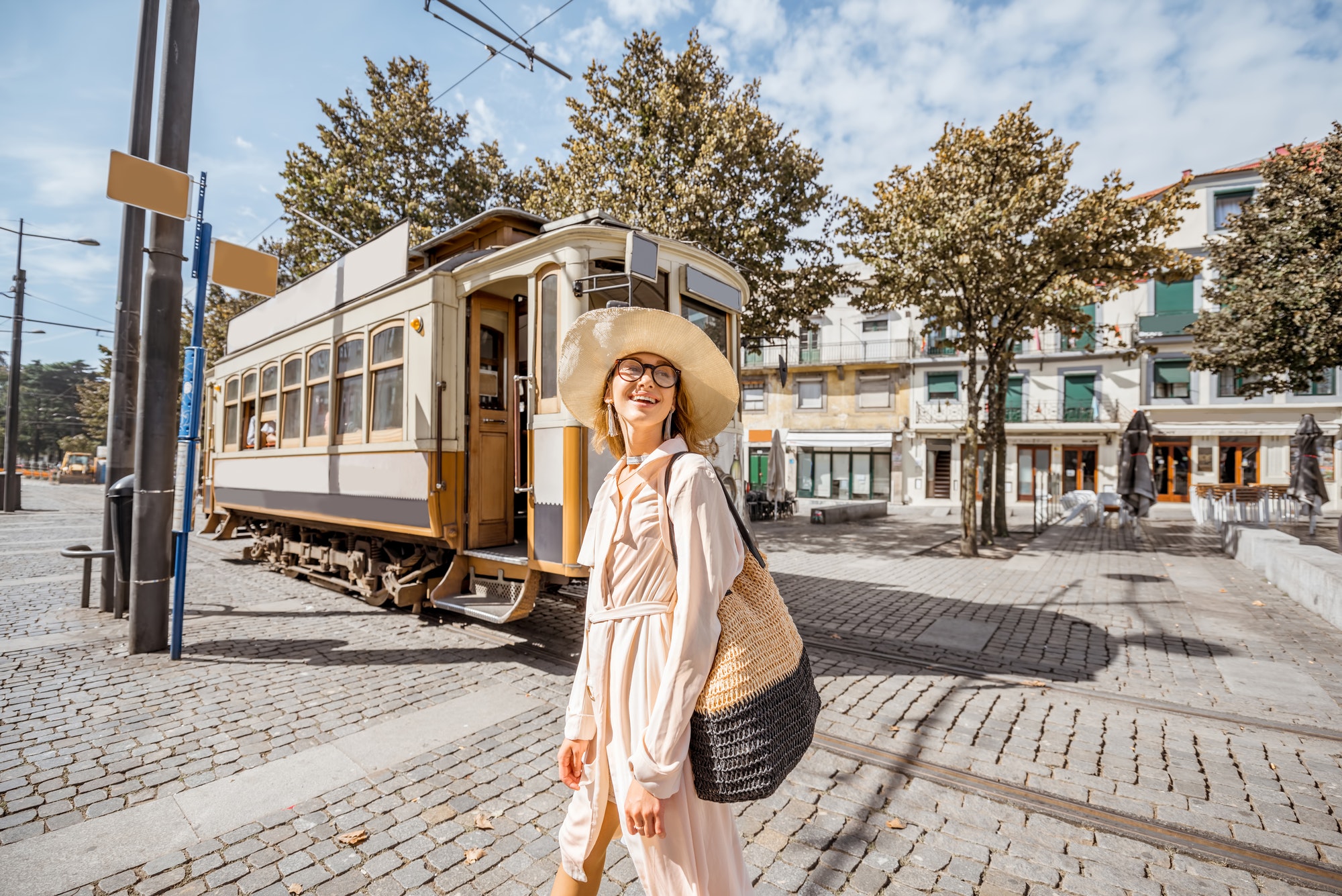 Woman traveling in Porto city